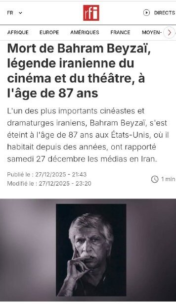 بازتاب درگذشت بهرام بیضایی در رسانه‌های خارجی از هالیوود ریپورتر تا لوموند