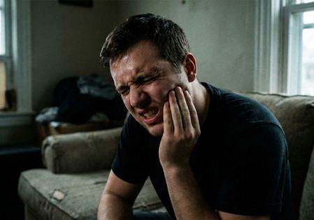 یک آقای جوان با درد شدید در دندان یک آقای جوان با درد شدید در دندان