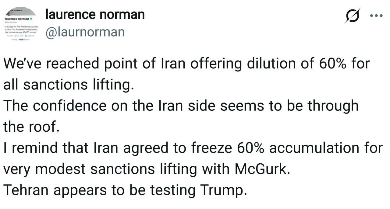 توییت خبرنگار آمریکایی درباره شرط مهم ایران