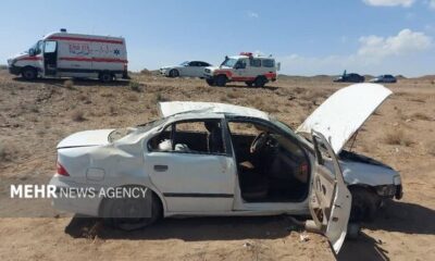 سقوط سمند از پل در محور دامغان - شاهرود؛ ۵ مصدوم راهی بیمارستان شدند