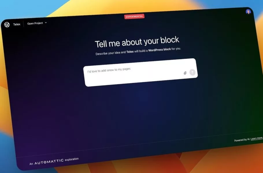 وردپرس از Telex پرده برداشت؛ ابزار هوش مصنوعی برای توسعه آسان وب‌سایت