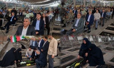 ادای احترام به مقام شهیدان توسط کارکنان اداره کل راهداری و حمل‌ونقل جاده‌ای آذربایجان شرقی