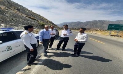 بازدید مشترک راهداری جنوب کرمان و پلیس راه از نقاط پرتصادف محورهای مواصلاتی حوزه استحفاظی